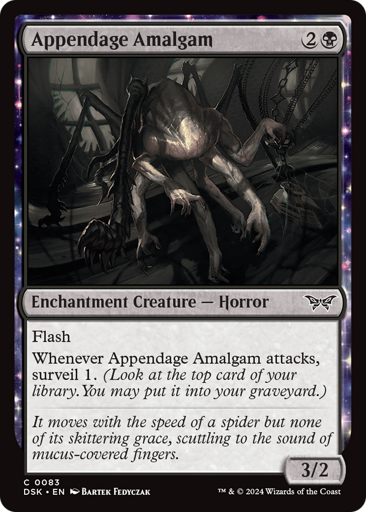 Appendage Amalgam - Common Enchantment Creature — Horror card from Duskmourn: House of Horror