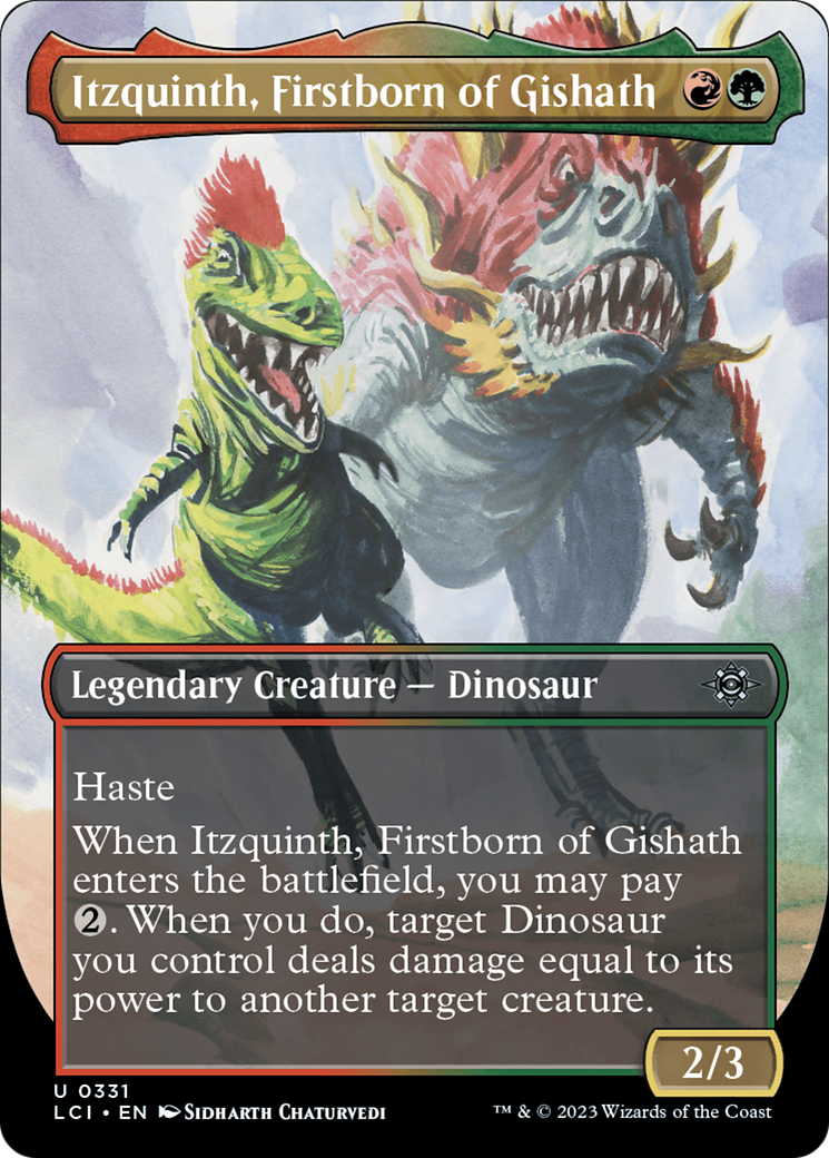 Itzquinth, Firstborn of Gishath - Uncommon Legendary Creature — Dinosaur card from The Lost Caverns of Ixalan