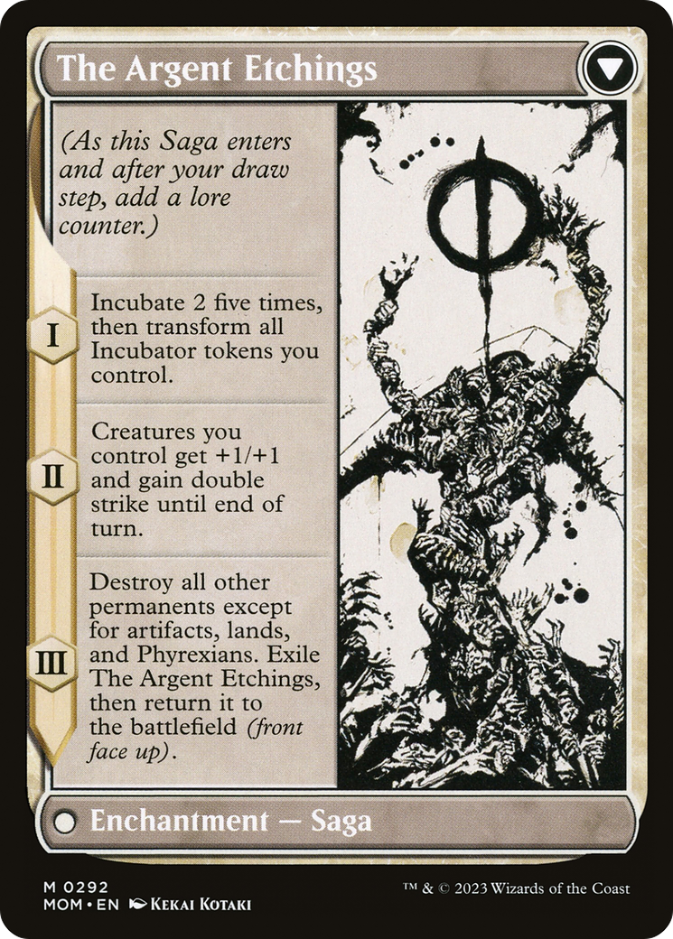 Back face of Elesh Norn // The Argent Etchings - Legendary Creature — Phyrexian Praetor card