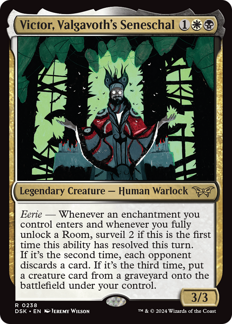 Victor, Valgavoth's Seneschal - Rare Legendary Creature — Human Warlock card from Duskmourn: House of Horror