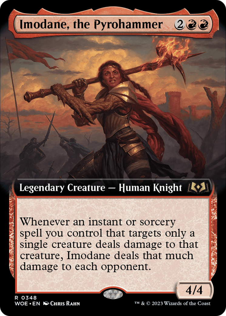 Imodane, the Pyrohammer - Rare Legendary Creature — Human Knight card from Wilds of Eldraine