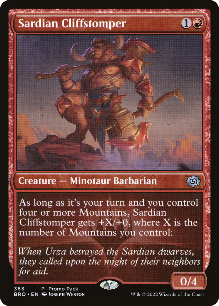 Sardian Cliffstomper - Uncommon Creature — Minotaur Barbarian card from The Brothers' War