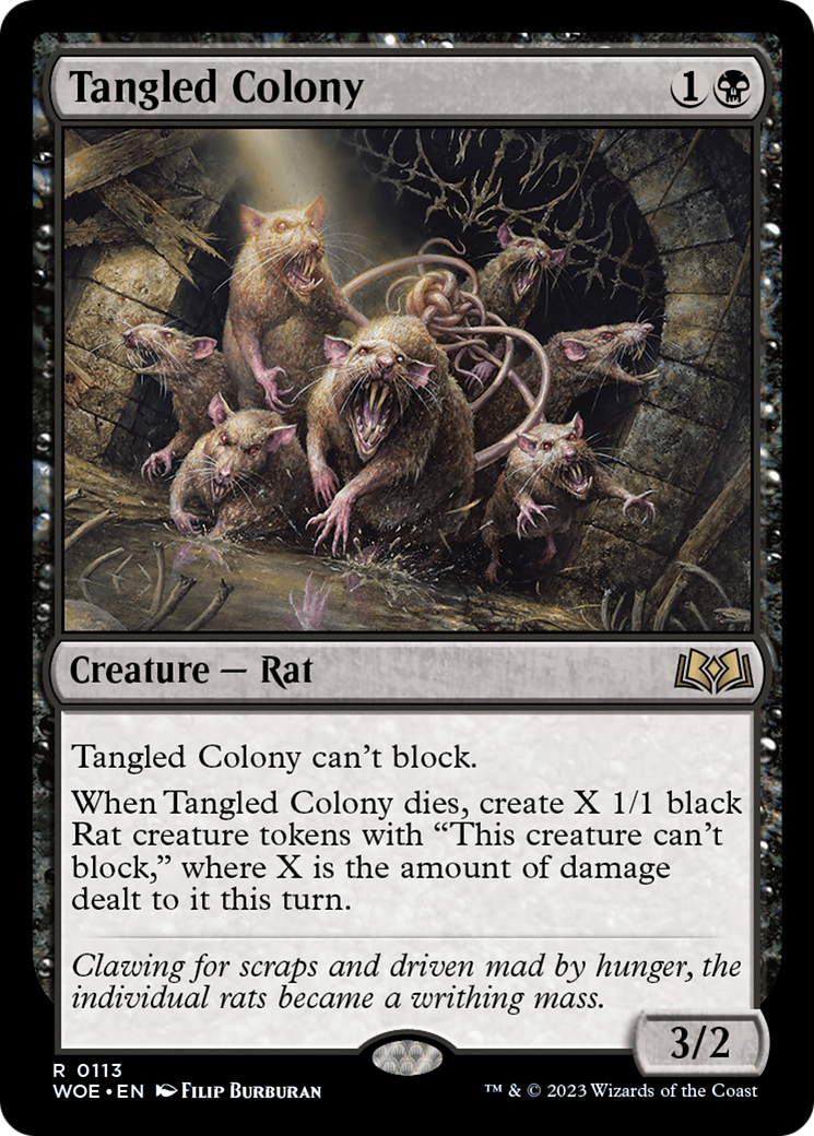 Tangled Colony - Rare Creature — Rat card from Wilds of Eldraine