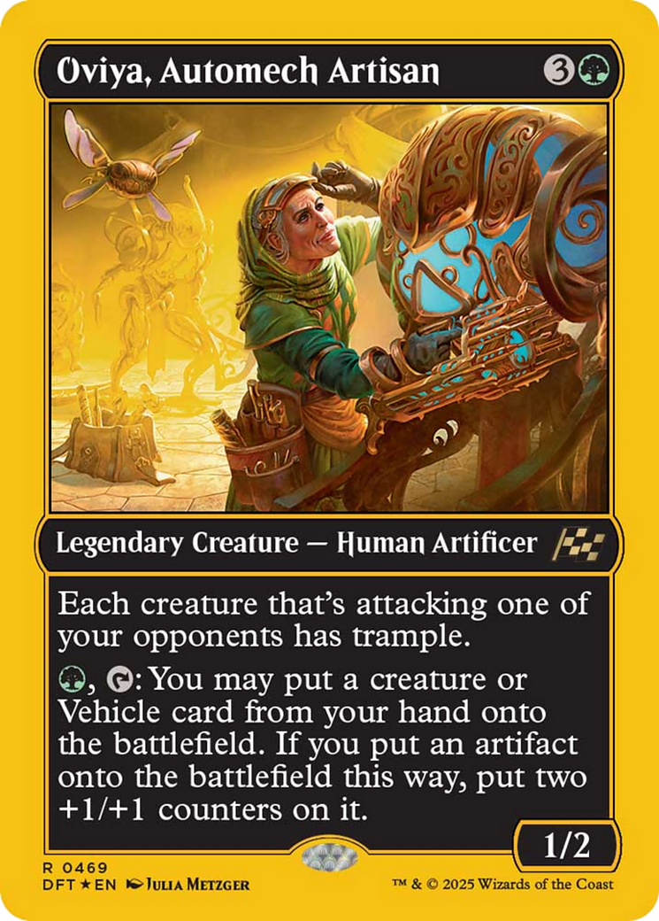Oviya, Automech Artisan - Rare Legendary Creature — Human Artificer card from Aetherdrift