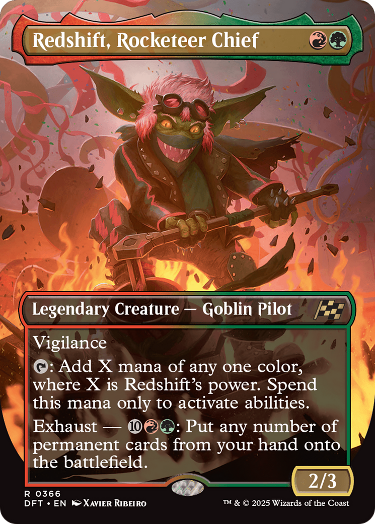 Redshift, Rocketeer Chief - Rare Legendary Creature — Goblin Pilot card from Aetherdrift