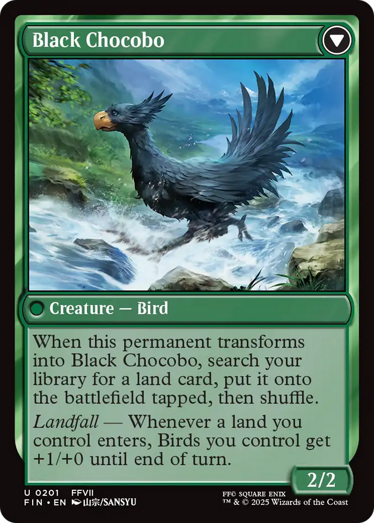 Back face of Sidequest: Raise a Chocobo // Black Chocobo - Enchantment card