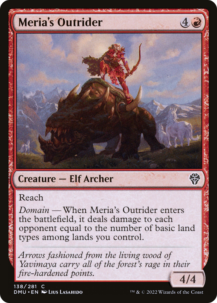 Meria's Outrider - Common Creature — Elf Archer card from Dominaria United