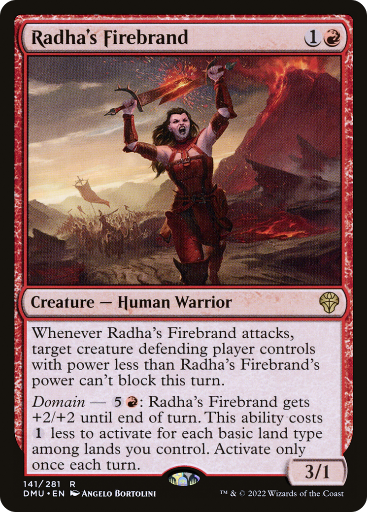 Radha's Firebrand - Rare Creature — Human Warrior card from Dominaria United