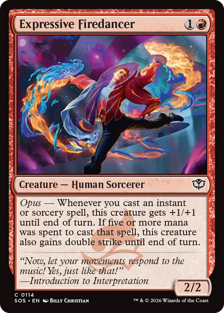 Expressive Firedancer - Common Creature — Human Sorcerer card from Secrets of Strixhaven