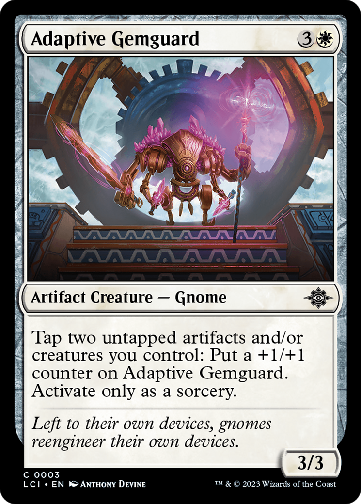 Adaptive Gemguard - Common Artifact Creature — Gnome card from The Lost Caverns of Ixalan