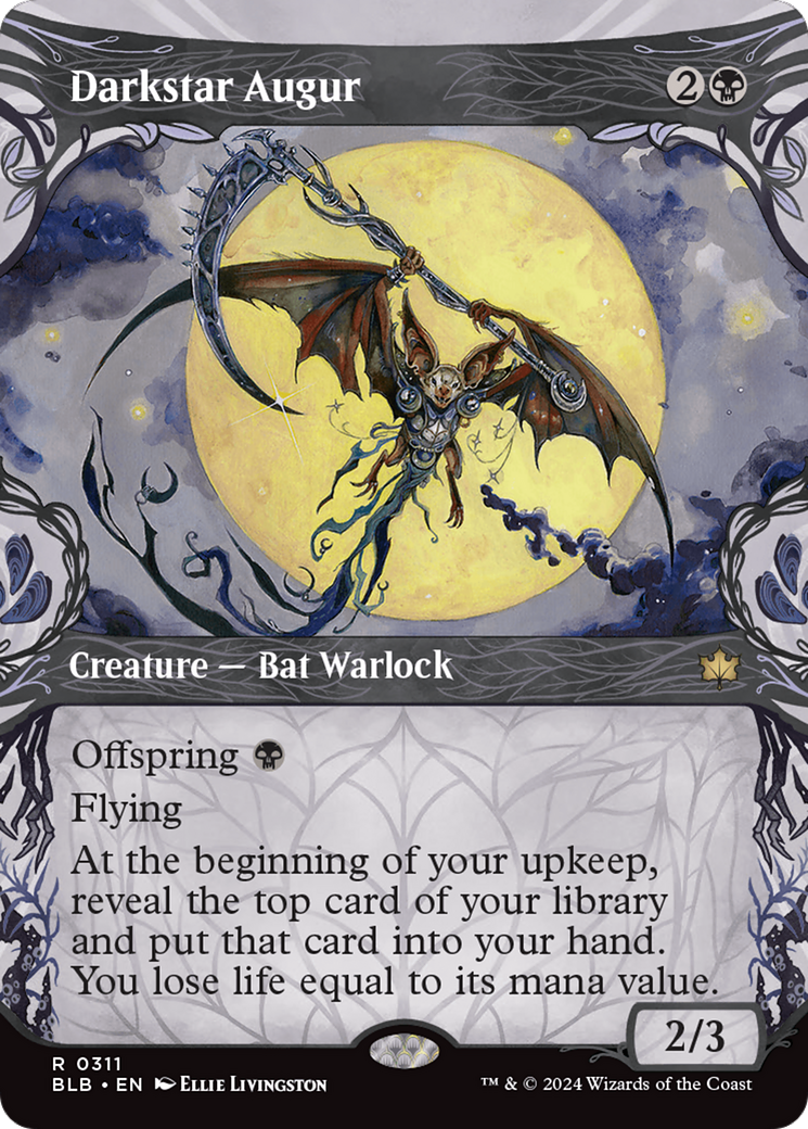 Darkstar Augur - Rare Creature — Bat Warlock card from Bloomburrow