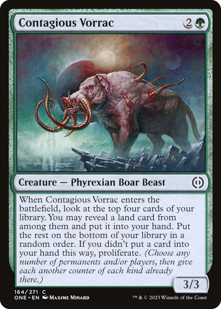 Contagious Vorrac - Common Creature — Phyrexian Boar Beast card from Phyrexia: All Will Be One
