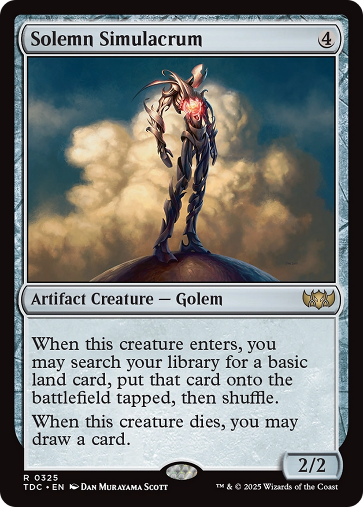 Solemn Simulacrum - Rare Artifact Creature — Golem card from Tarkir: Dragonstorm Commander