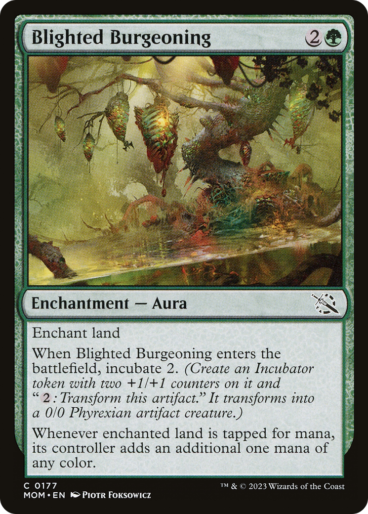 Blighted Burgeoning - Common Enchantment — Aura card from March of the Machine
