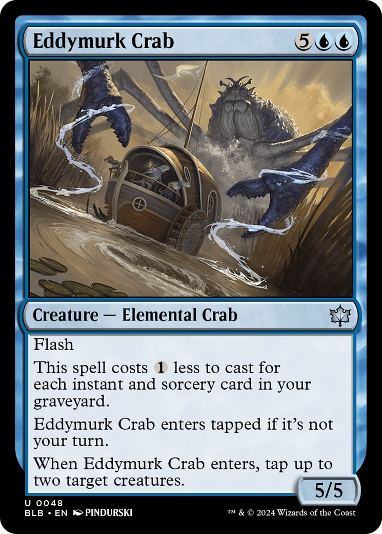 Eddymurk Crab - Uncommon Creature — Elemental Crab card from Bloomburrow