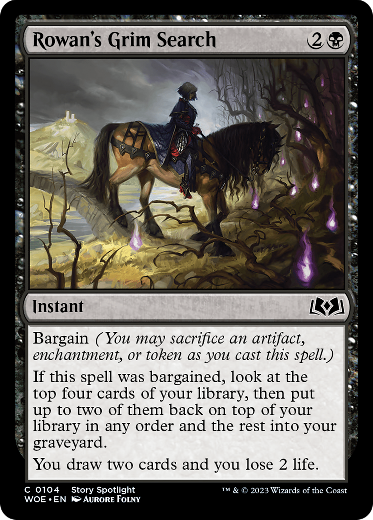 Rowan's Grim Search - Common Instant card from Wilds of Eldraine