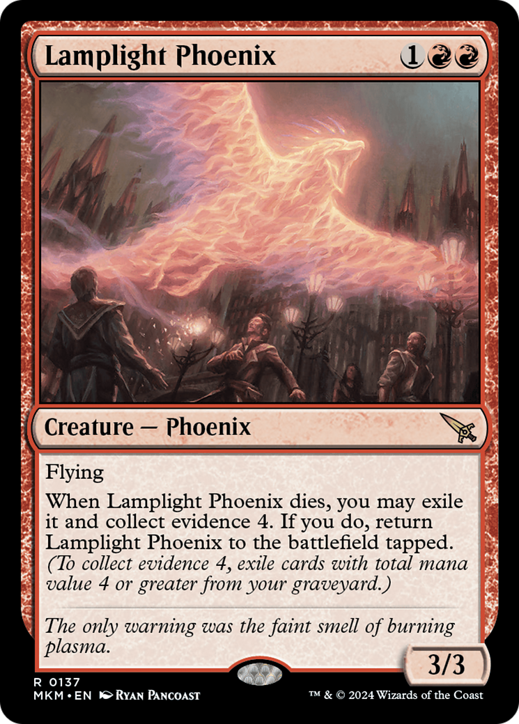 Lamplight Phoenix - Rare Creature — Phoenix card from Murders at Karlov Manor