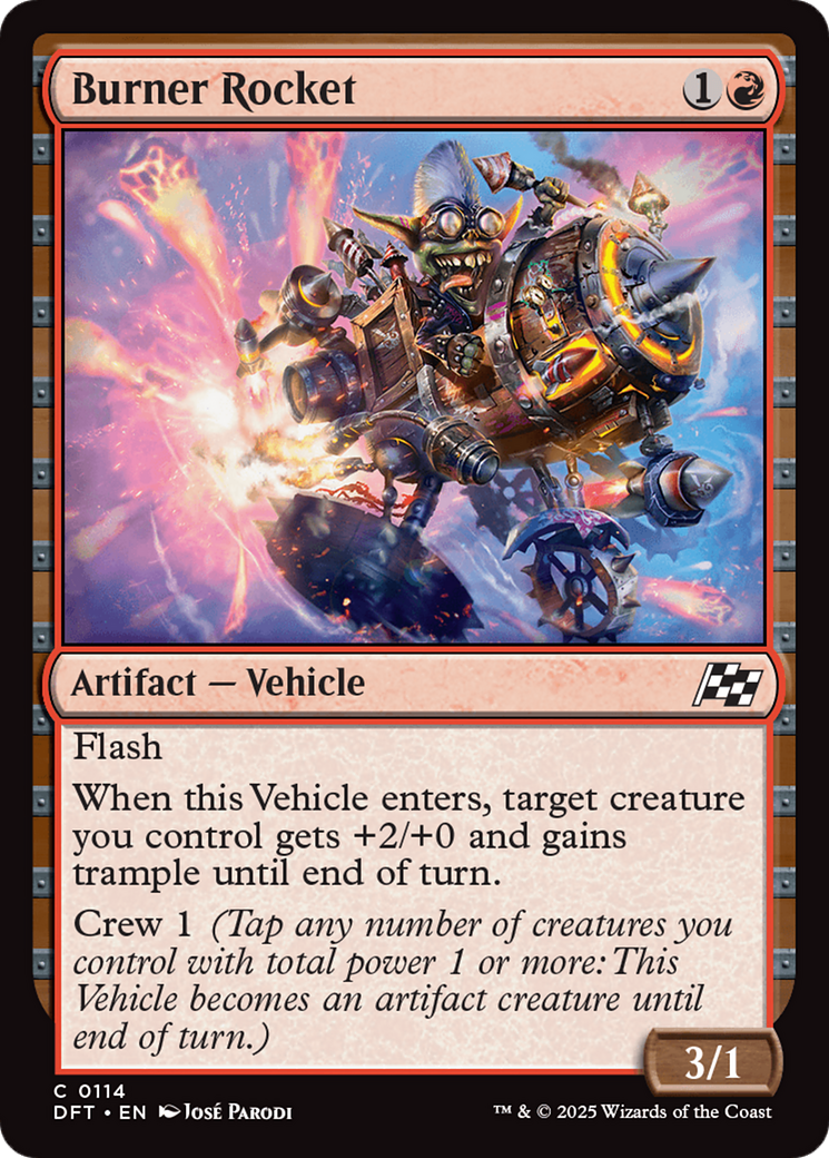 Burner Rocket - Common Artifact — Vehicle card from Aetherdrift