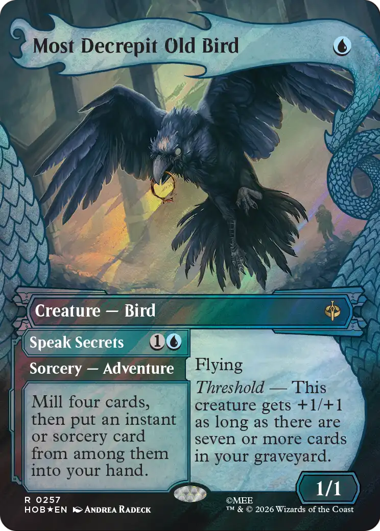 Most Decrepit Old Bird // Speak Secrets - Rare Creature — Bird card from The Hobbit