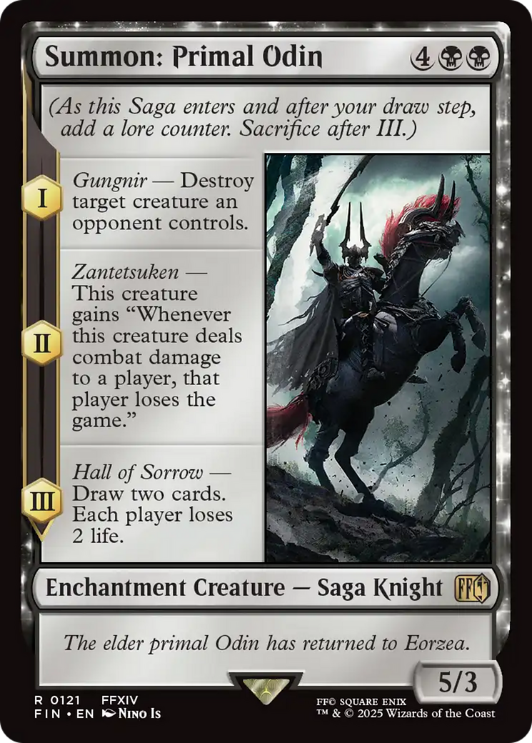 Summon: Primal Odin - Rare Enchantment Creature — Saga Knight card from Final Fantasy