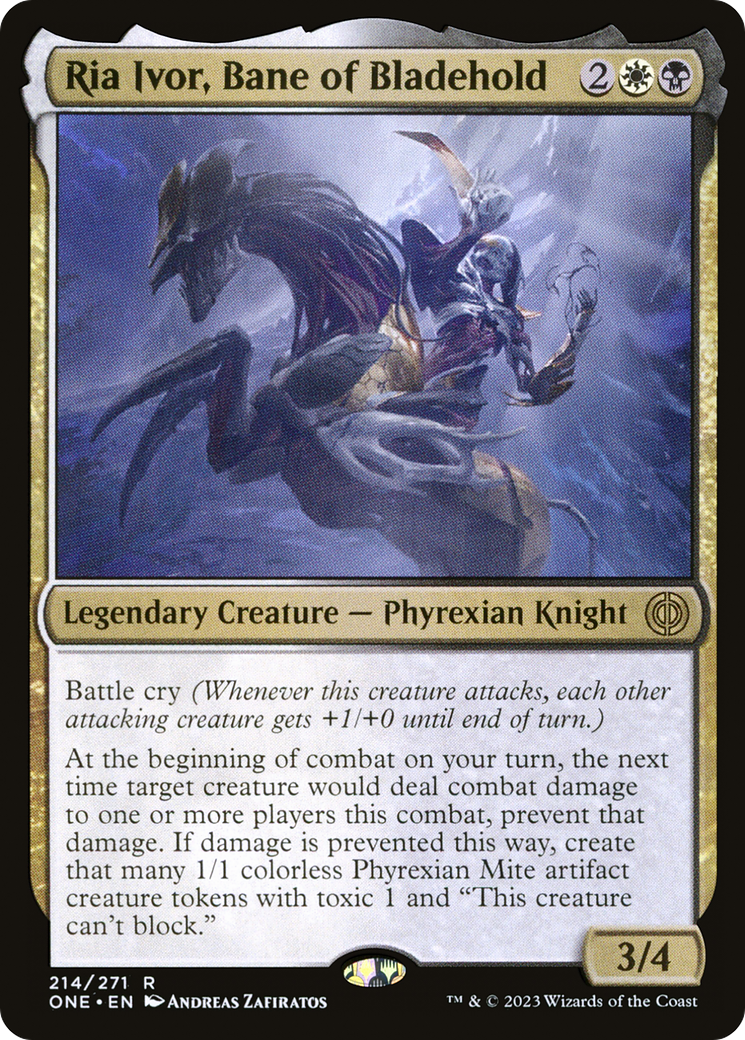Ria Ivor, Bane of Bladehold - Rare Legendary Creature — Phyrexian Knight card from Phyrexia: All Will Be One