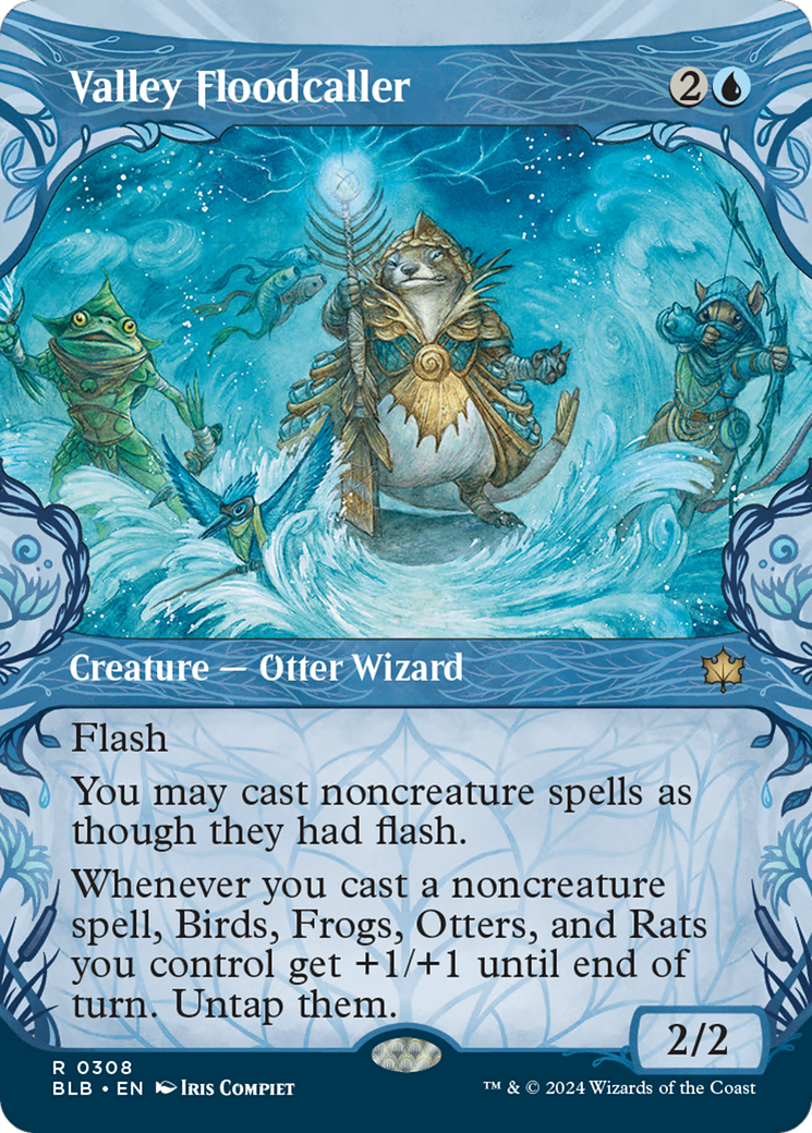 Valley Floodcaller - Rare Creature — Otter Wizard card from Bloomburrow