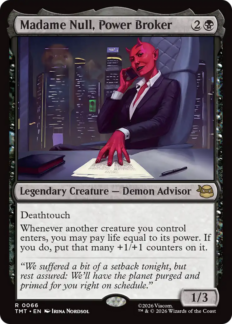 Madame Null, Power Broker - Rare Legendary Creature — Demon Advisor card from Teenage Mutant Ninja Turtles