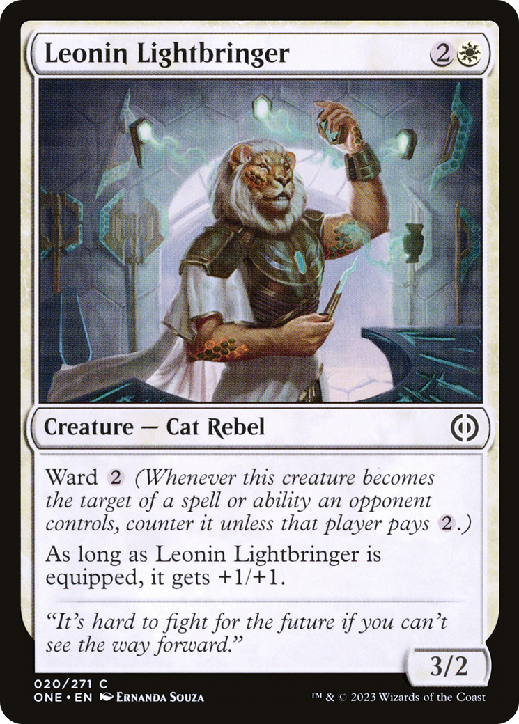 Leonin Lightbringer - Common Creature — Cat Rebel card from Phyrexia: All Will Be One