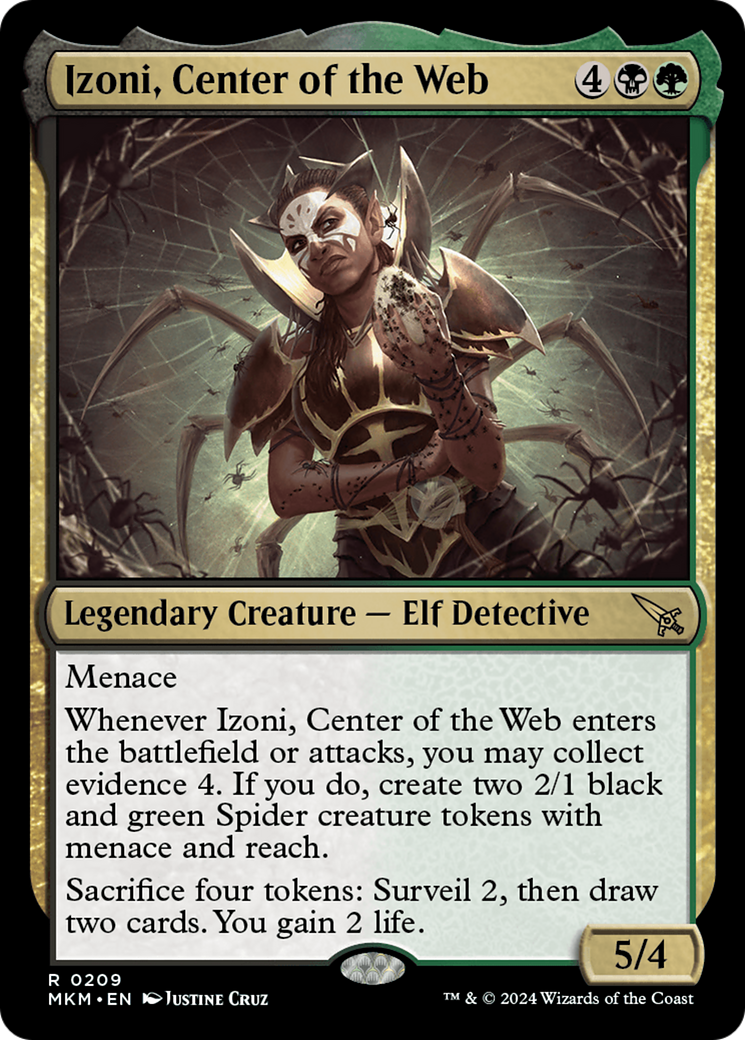 Izoni, Center of the Web - Rare Legendary Creature — Elf Detective card from Murders at Karlov Manor