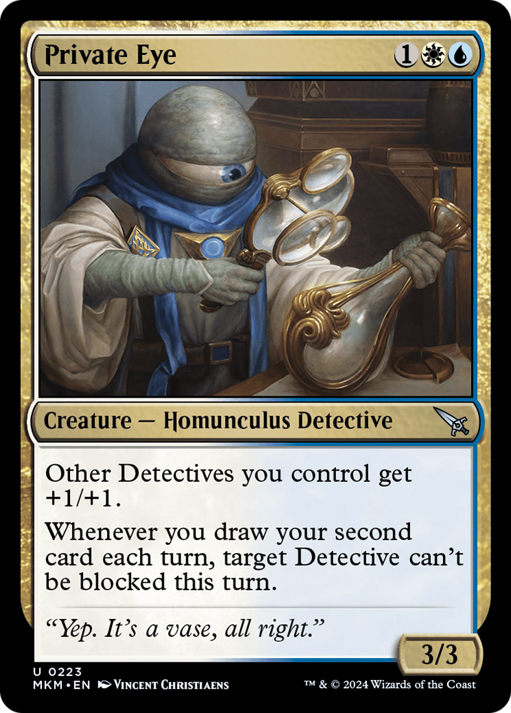 Private Eye - Uncommon Creature — Homunculus Detective card from Murders at Karlov Manor
