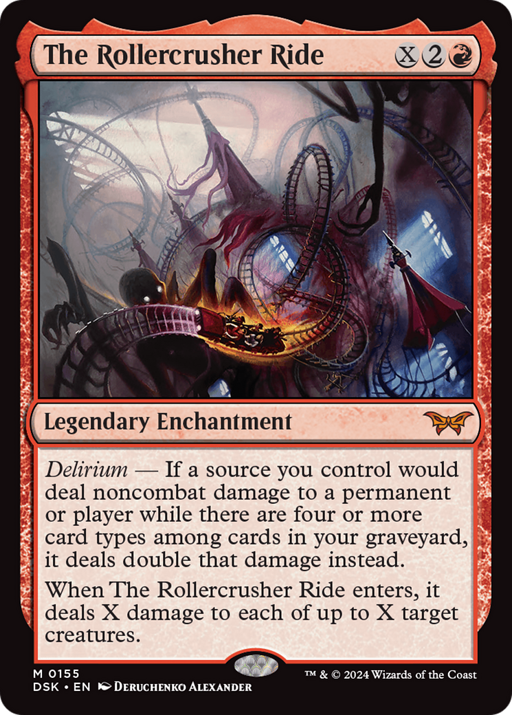 The Rollercrusher Ride - Mythic Legendary Enchantment card from Duskmourn: House of Horror