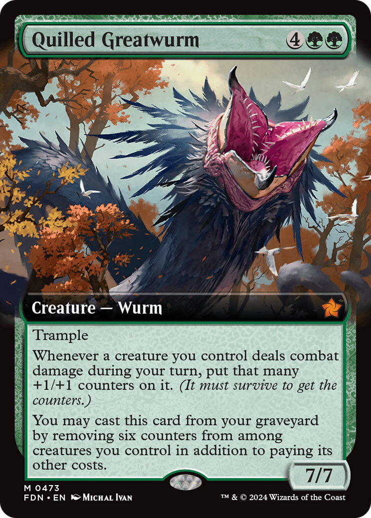 Quilled Greatwurm - Mythic Creature — Wurm card from Foundations