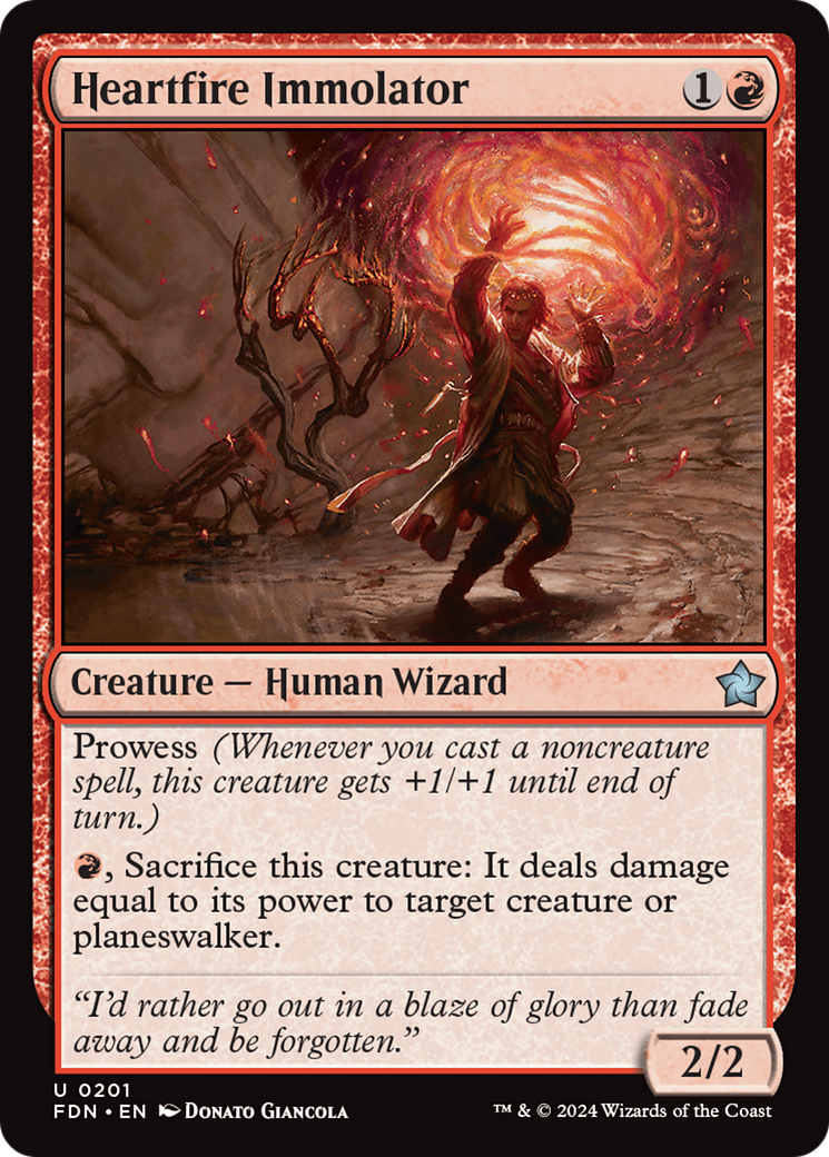 Heartfire Immolator - Uncommon Creature — Human Wizard card from Foundations