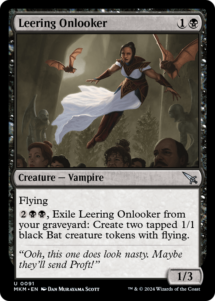 Leering Onlooker - Uncommon Creature — Vampire card from Murders at Karlov Manor