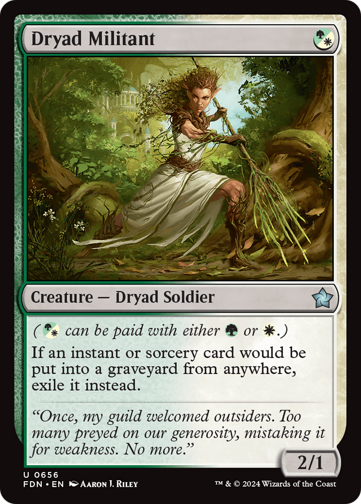 Dryad Militant - Uncommon Creature — Dryad Soldier card from Foundations