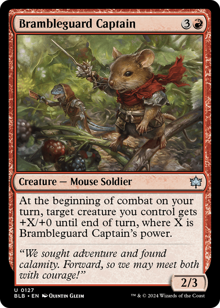 Brambleguard Captain - Uncommon Creature — Mouse Soldier card from Bloomburrow