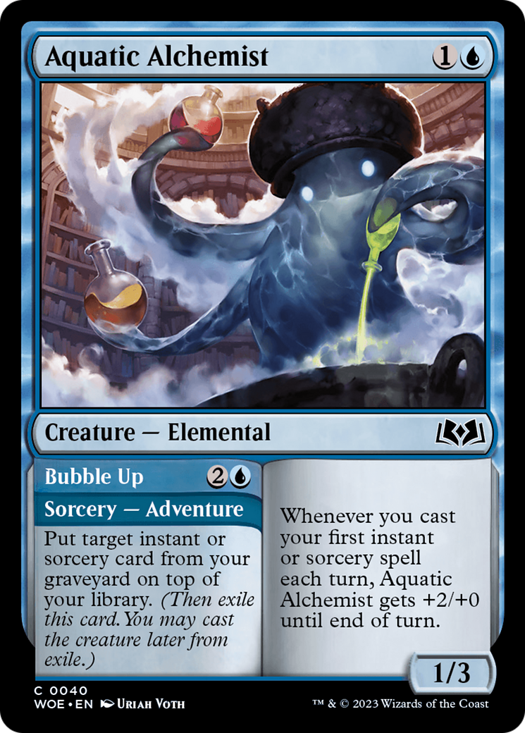 Aquatic Alchemist // Bubble Up - Common Sorcery — Adventure card from Wilds of Eldraine