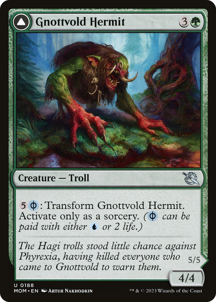 Gnottvold Hermit // Chrome Host Hulk - Uncommon Creature — Phyrexian Troll card from March of the Machine
