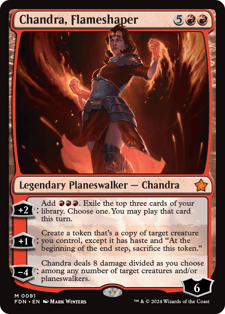 Chandra, Flameshaper - Mythic Legendary Planeswalker — Chandra card from Foundations