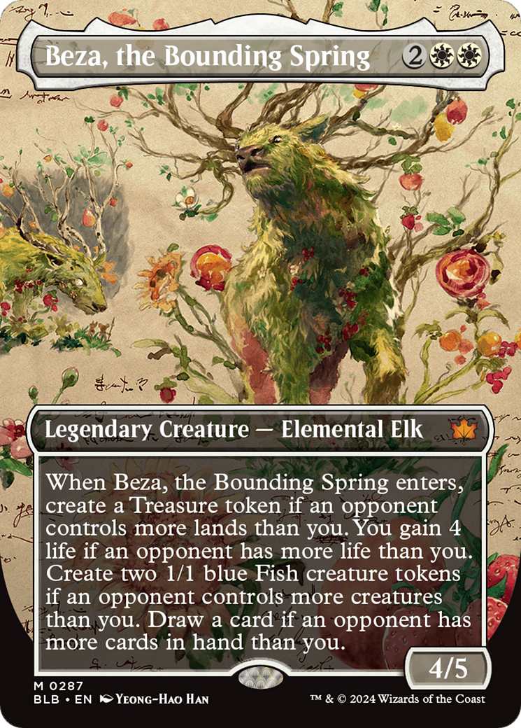Beza, the Bounding Spring - Mythic Legendary Creature — Elemental Elk card from Bloomburrow
