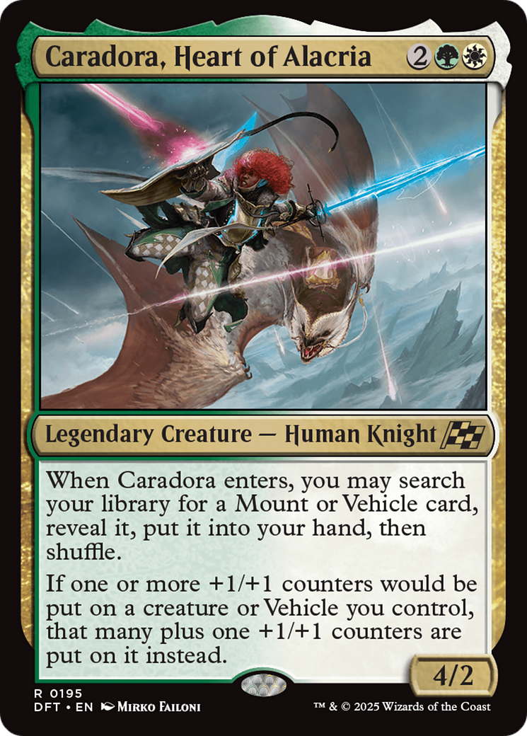 Caradora, Heart of Alacria - Rare Legendary Creature — Human Knight card from Aetherdrift