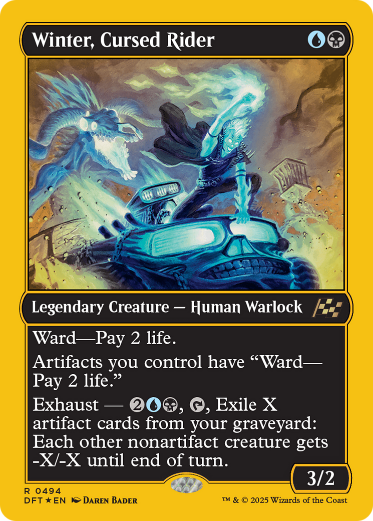 Winter, Cursed Rider - Rare Legendary Creature — Human Warlock card from Aetherdrift