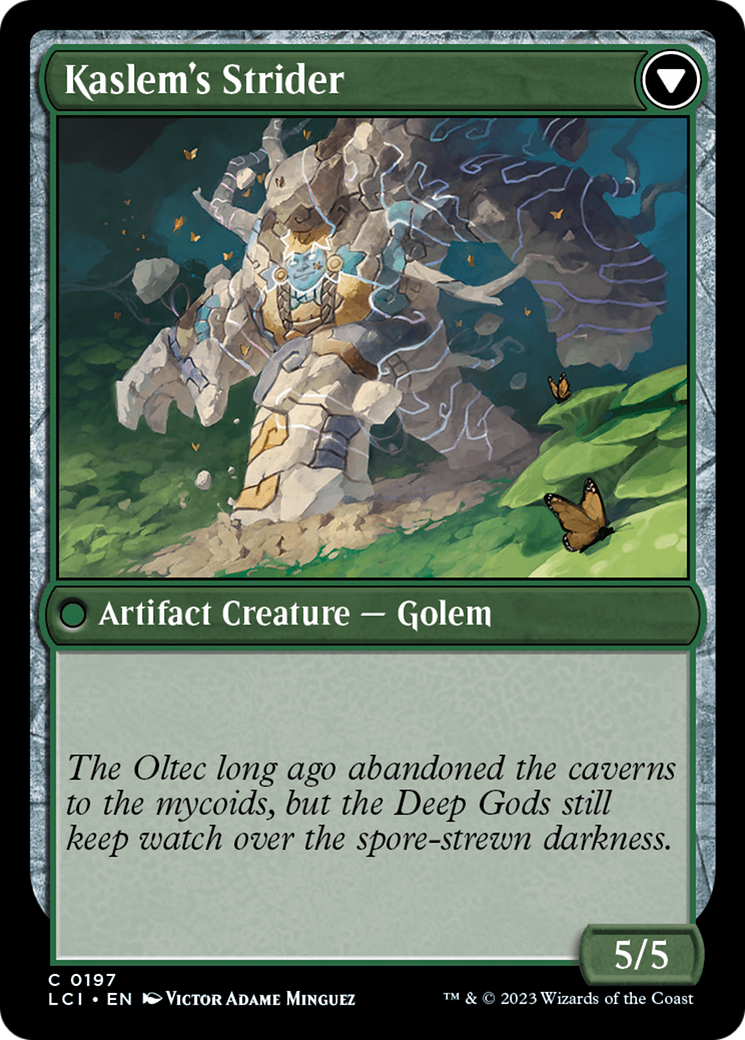 Back face of Kaslem's Stonetree // Kaslem's Strider - Artifact Creature — Golem card