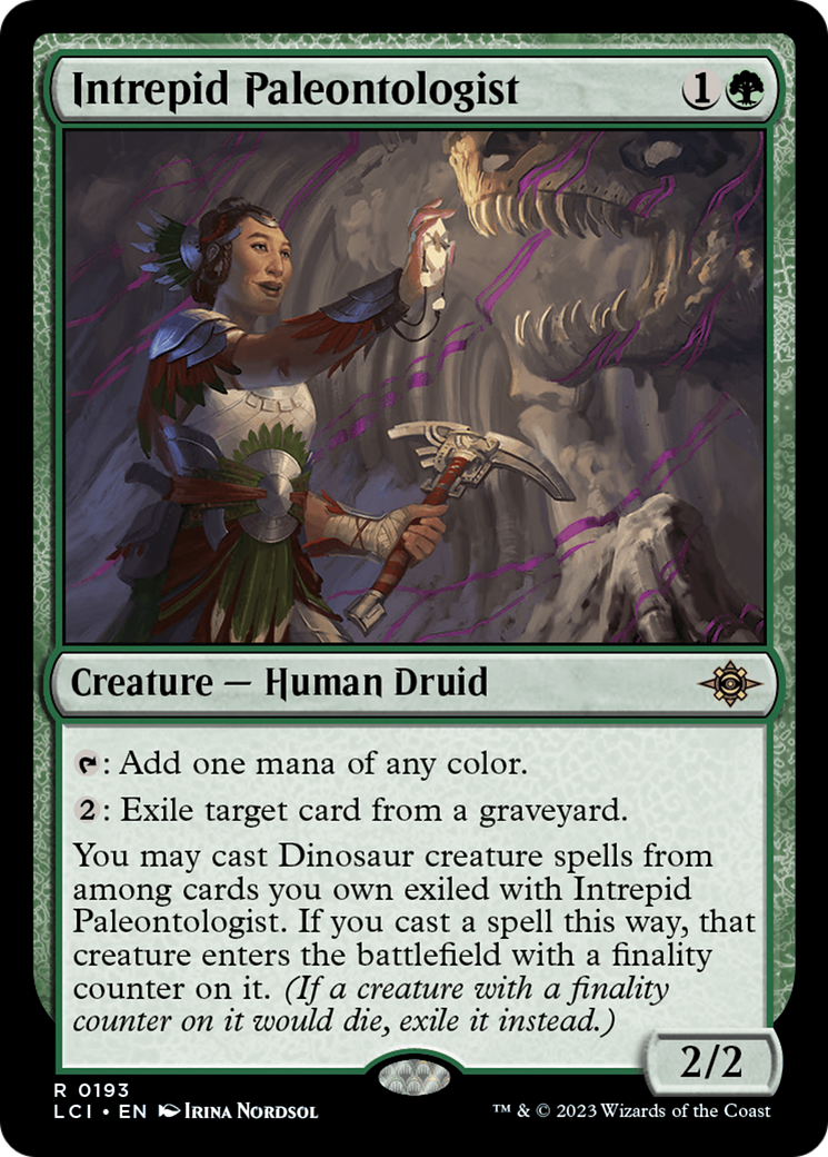 Intrepid Paleontologist - Rare Creature — Human Druid card from The Lost Caverns of Ixalan