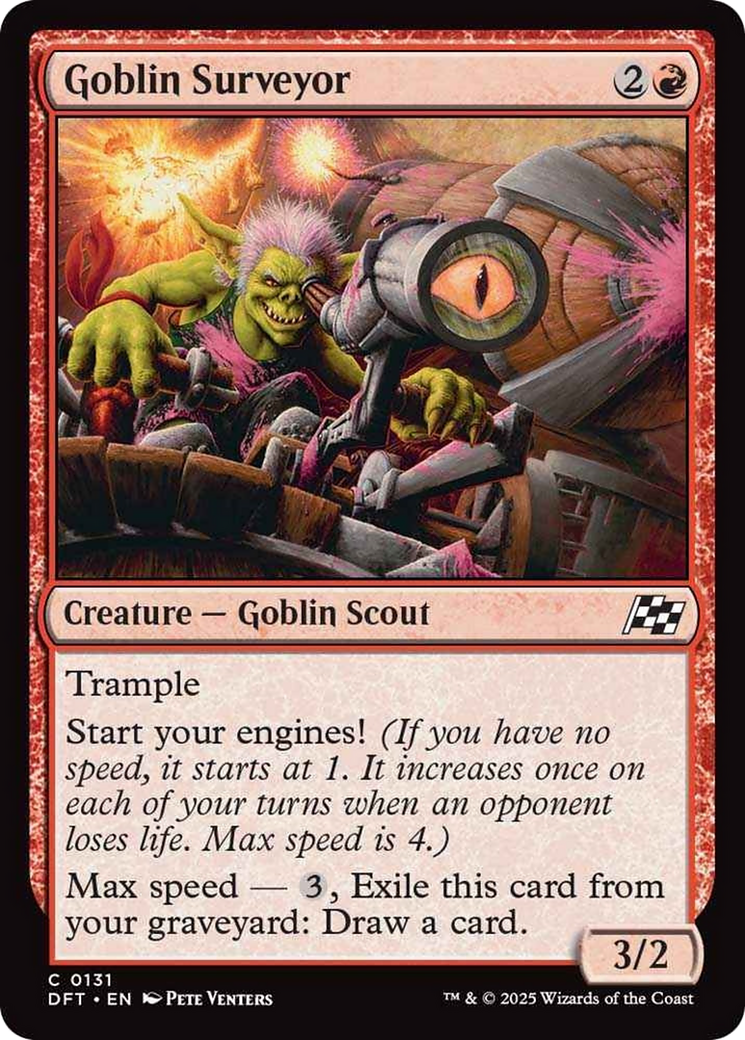 Goblin Surveyor - Common Creature — Goblin Scout card from Aetherdrift