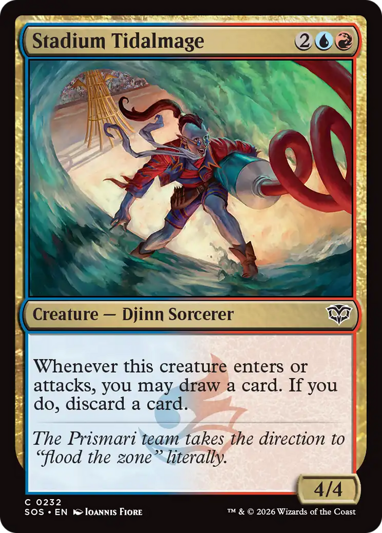 Stadium Tidalmage - Common Creature — Djinn Sorcerer card from Secrets of Strixhaven