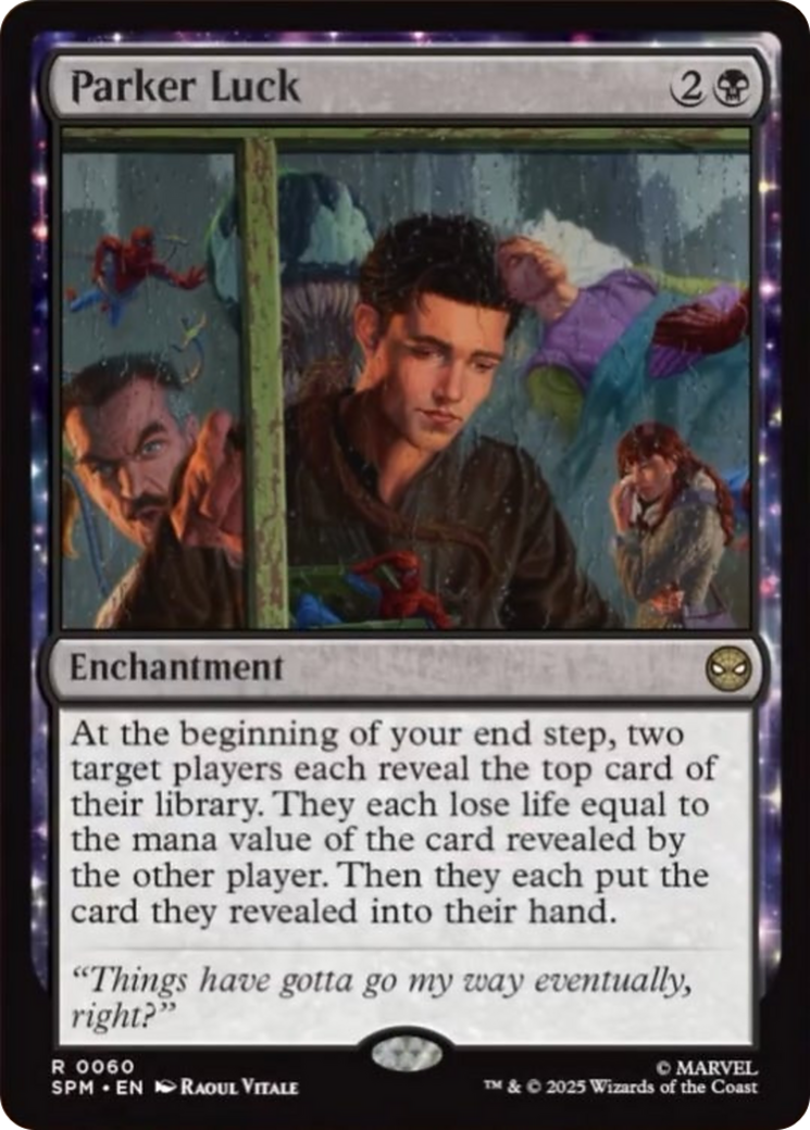 Parker Luck - Rare Enchantment card from Marvel's Spider-Man