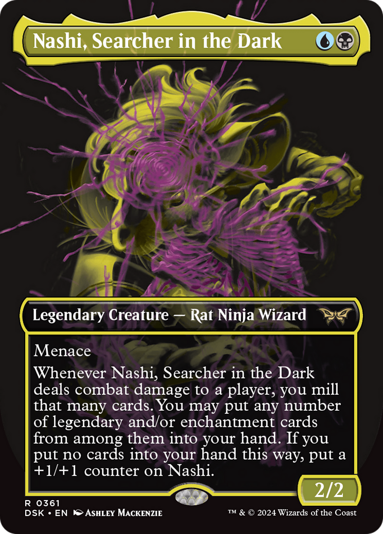 Nashi, Searcher in the Dark - Rare Legendary Creature — Rat Ninja Wizard card from Duskmourn: House of Horror
