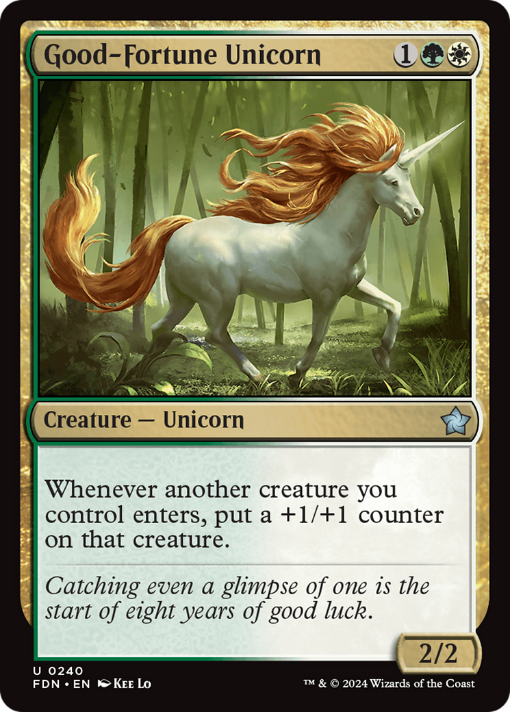 Good-Fortune Unicorn - Uncommon Creature — Unicorn card from Foundations