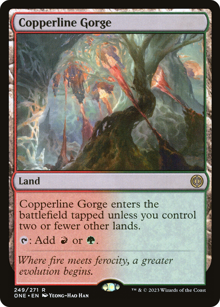 Copperline Gorge - Rare Land card from Phyrexia: All Will Be One
